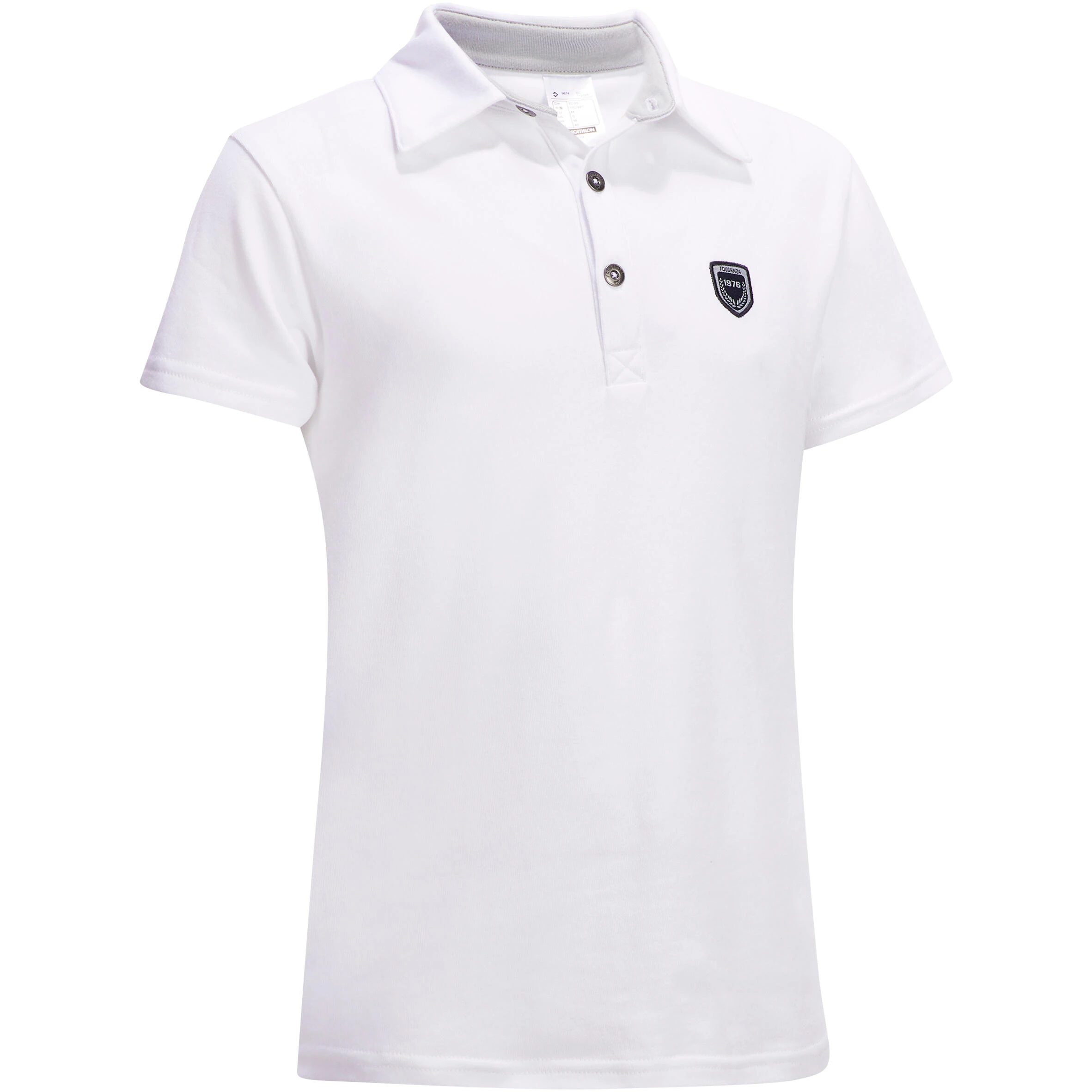 FOUGANZA Kids' Horse Riding Short-Sleeved Show Polo Shirt - 100 White