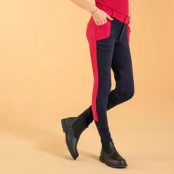 FOUGANZA Kids' Horse Riding Jodhpurs 120 - Navy/Cardinal Pink