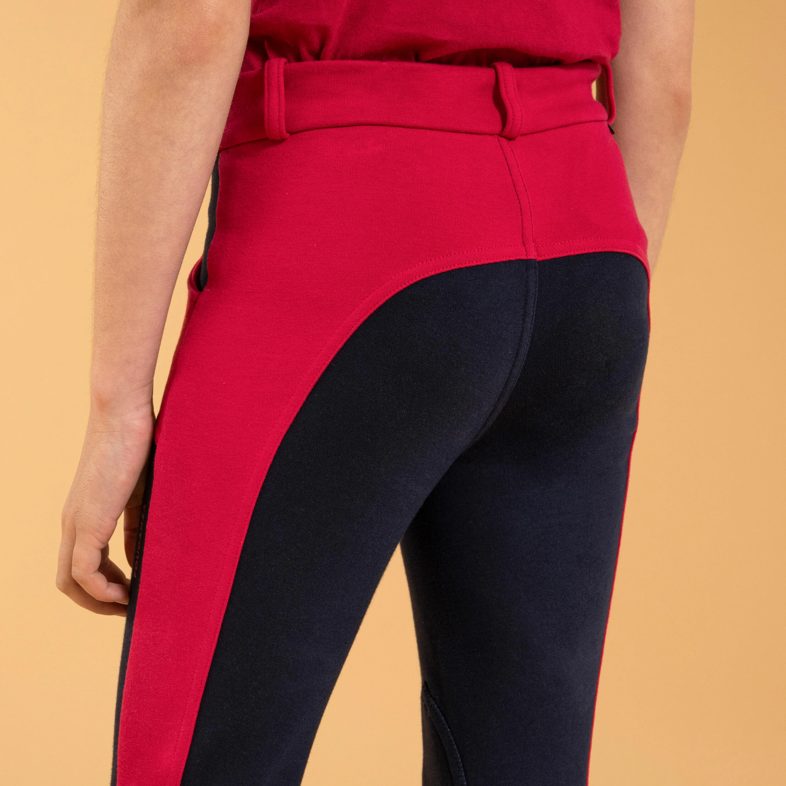 FOUGANZA Kids' Horse Riding Jodhpurs 120 - Navy/Cardinal Pink - Image 4