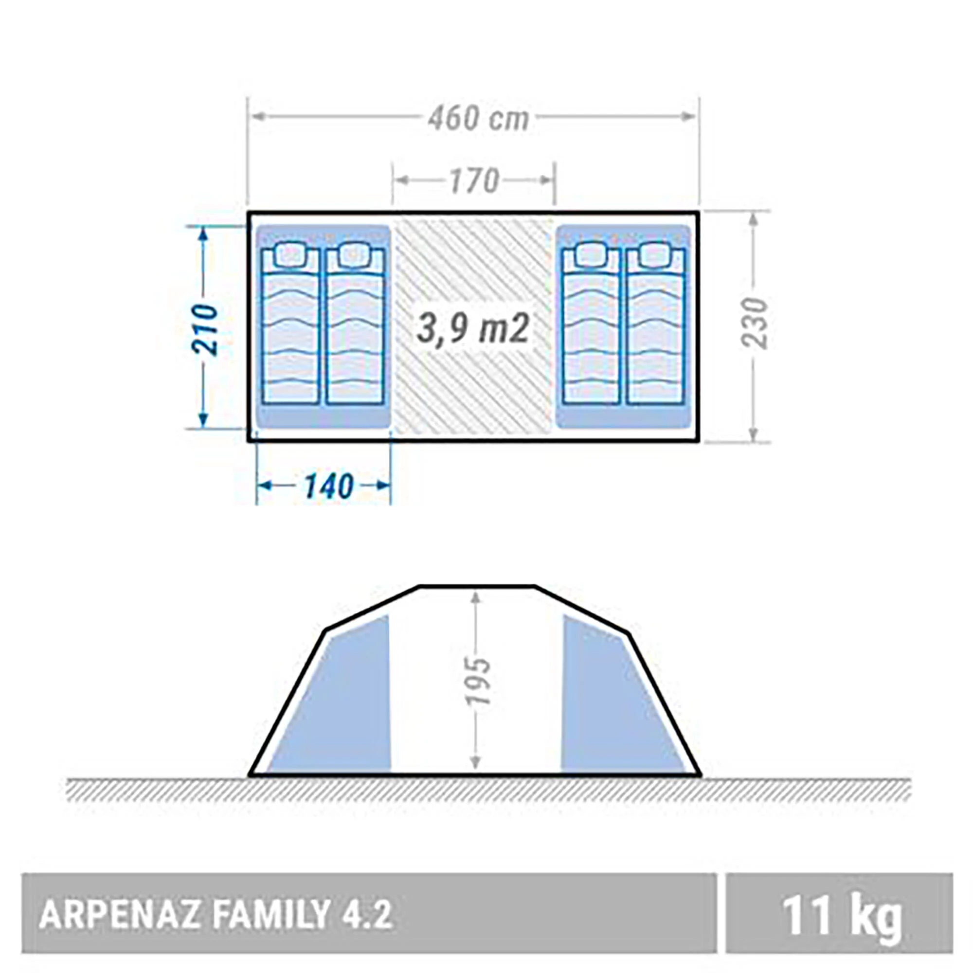 Quechua 4-Person Camping Tent - Arpenaz 4.2 Blue - Image 2