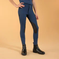 FOUGANZA Kids' Horse Riding Lightweight Mesh Jodhpurs With Grippy Suede Patches - 500 Blue