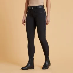 FOUGANZA Women's Horse Riding Lightweight Mesh Jodhpurs 500 - Black/Grey