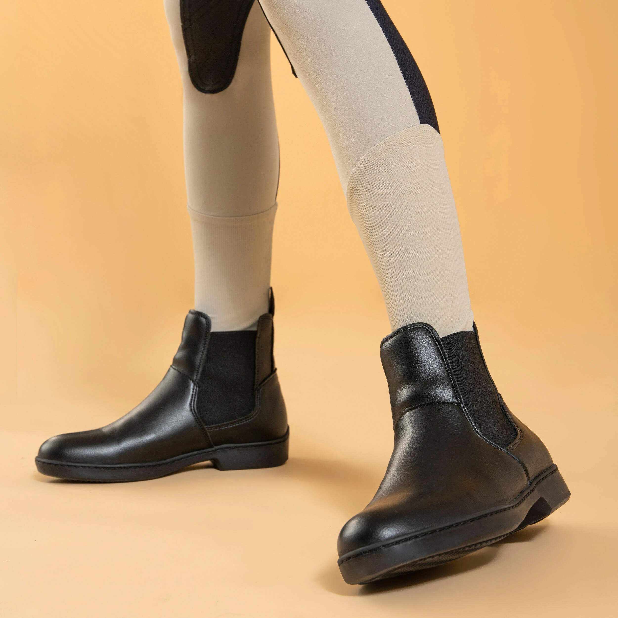FOUGANZA Kids' Horse Riding Lightweight Mesh Jodhpurs With Grippy Suede Patches - 500 Beige - Image 6