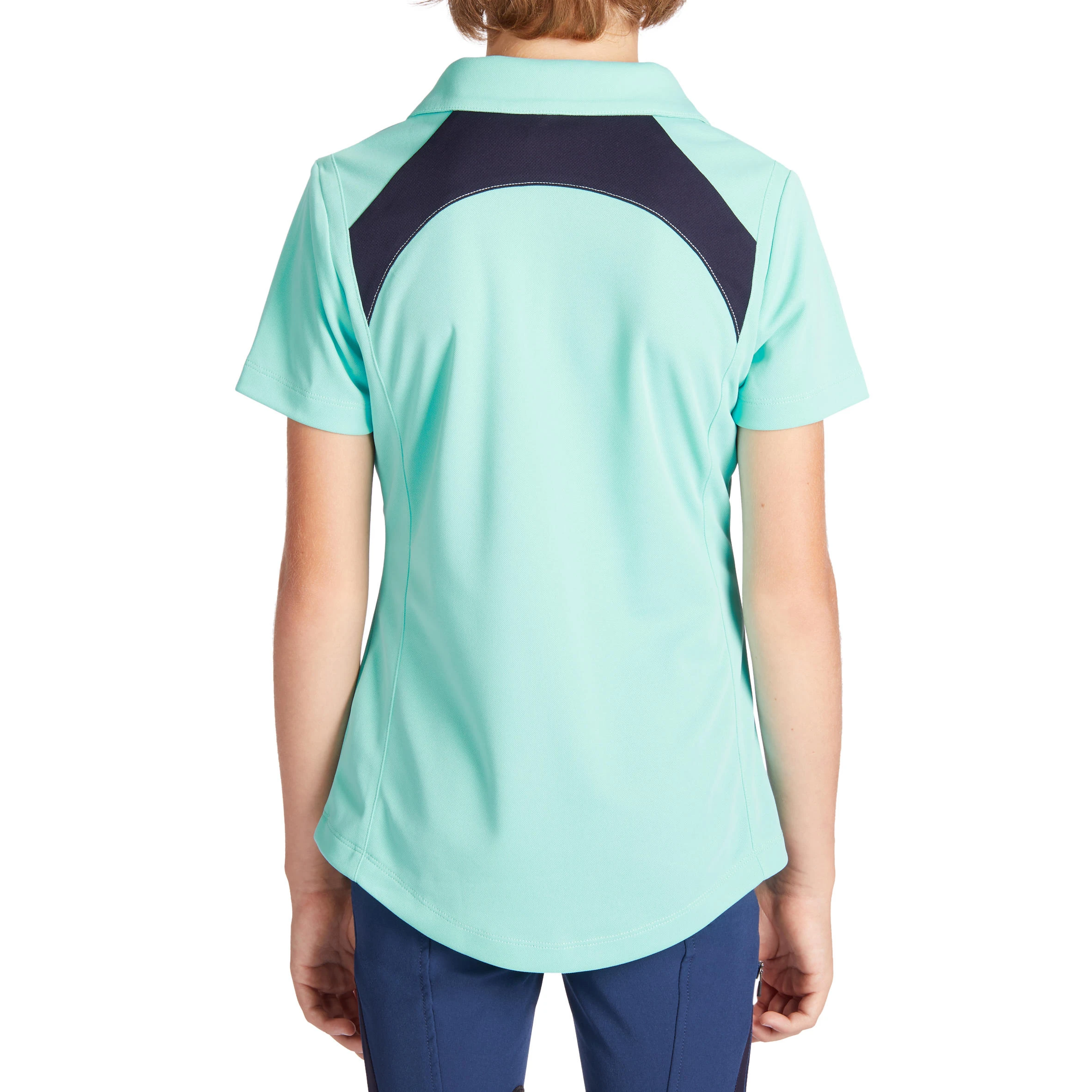 FOUGANZA Horse Riding Short-Sleeved Polo Shirt 500 - Turquoise - Image 3
