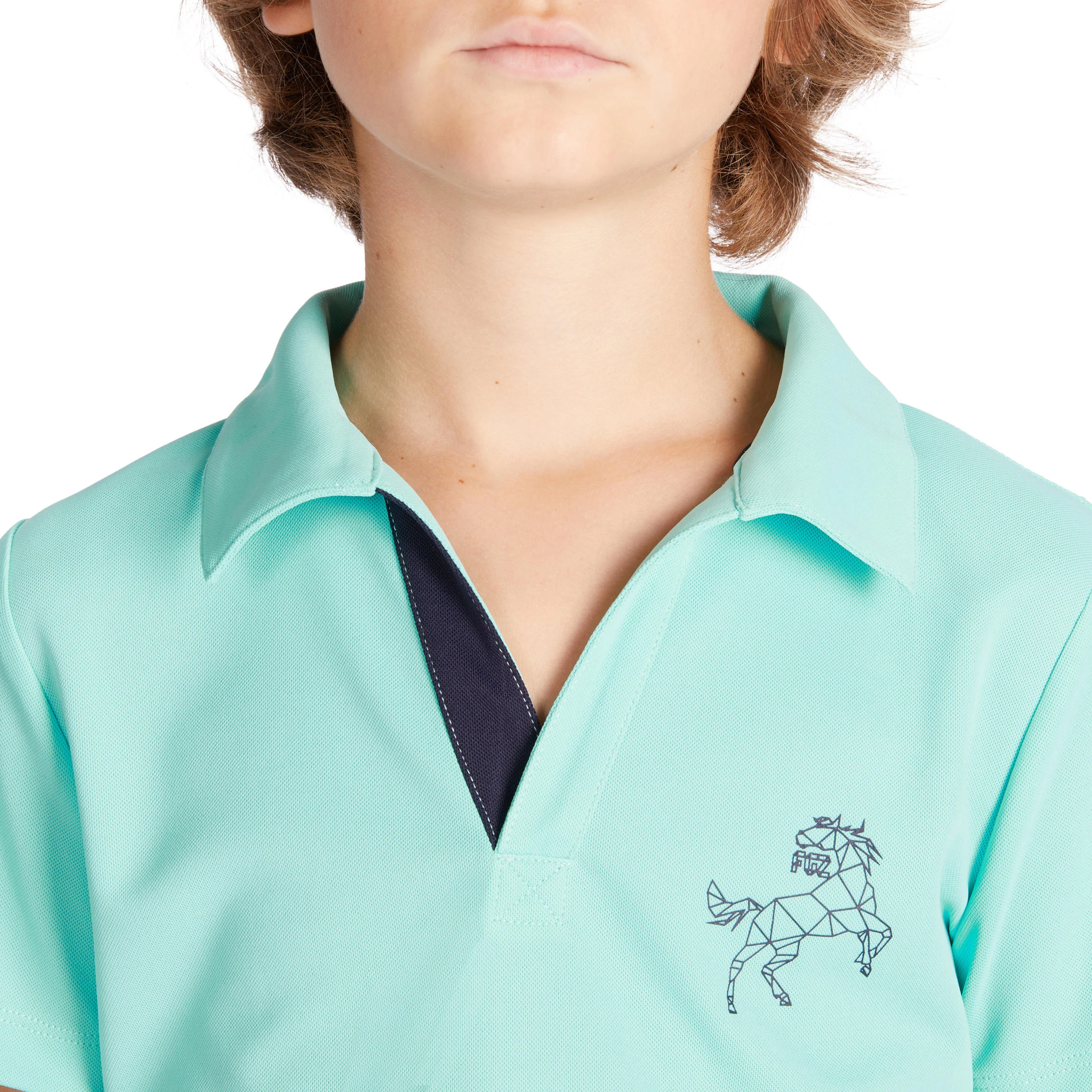 FOUGANZA Horse Riding Short-Sleeved Polo Shirt 500 - Turquoise - Image 5