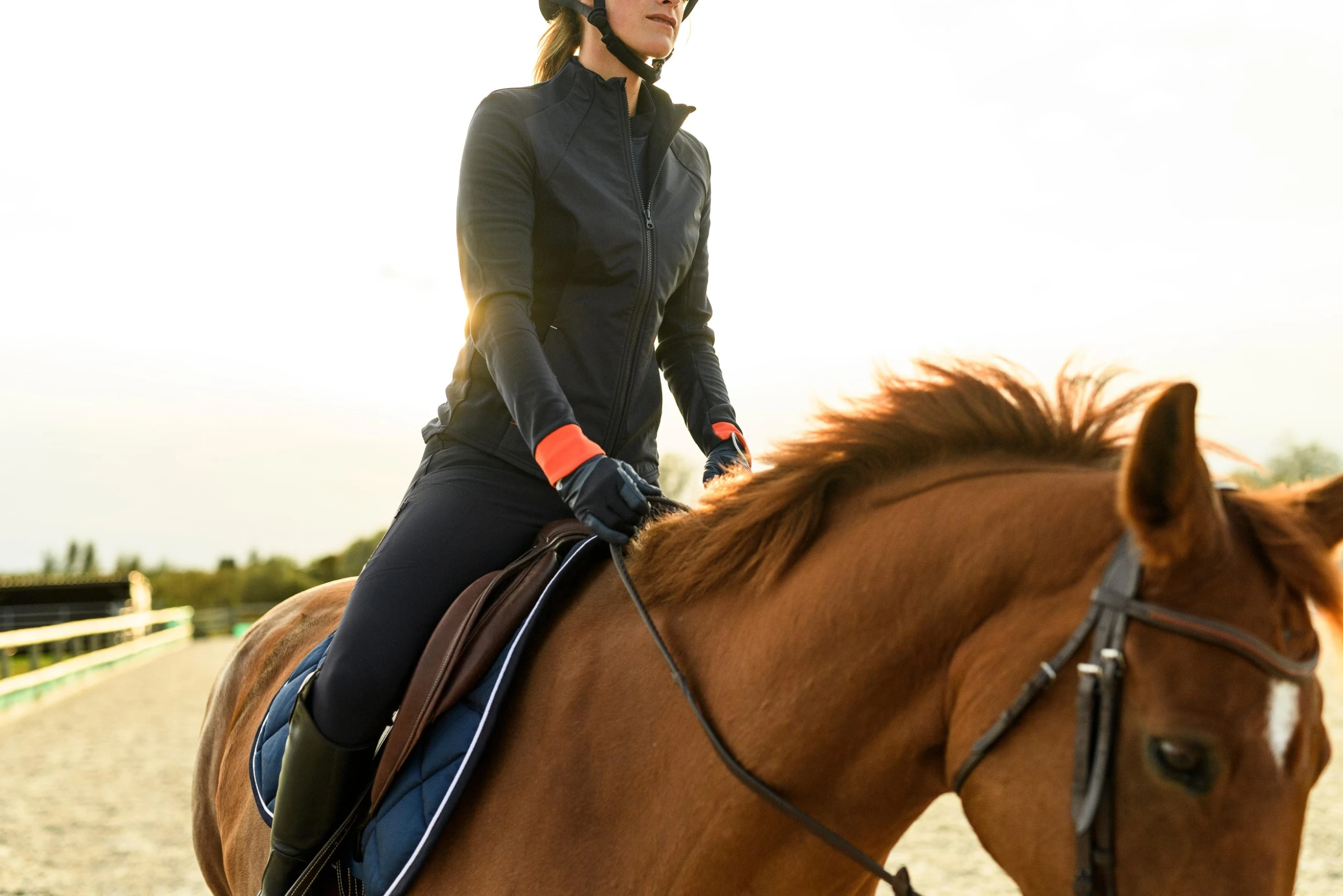 FOUGANZA 560 Women's Horseback Riding Gloves - Navy/Blue - Image 7