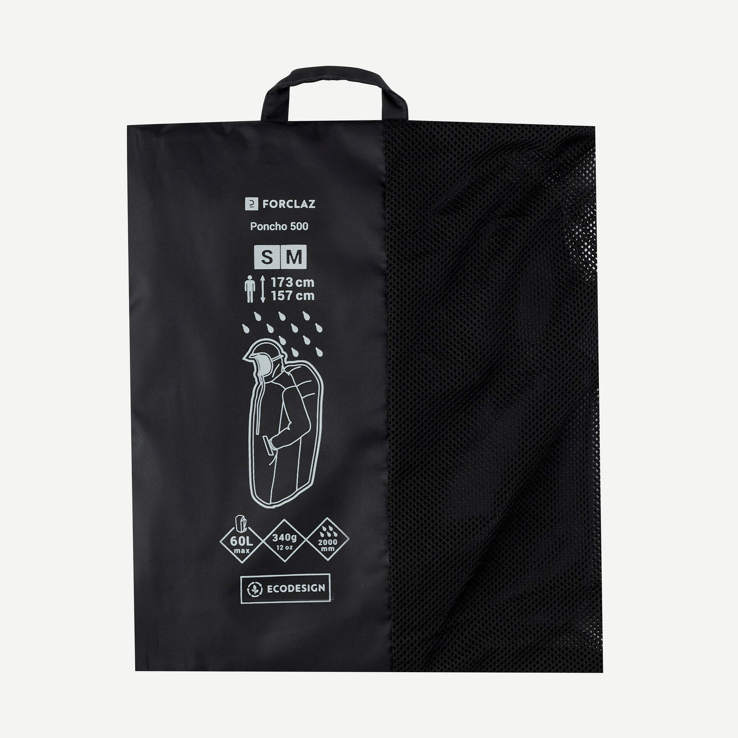 Forclaz Hiking Rain Poncho 60 L - MT 500 Black - Image 5