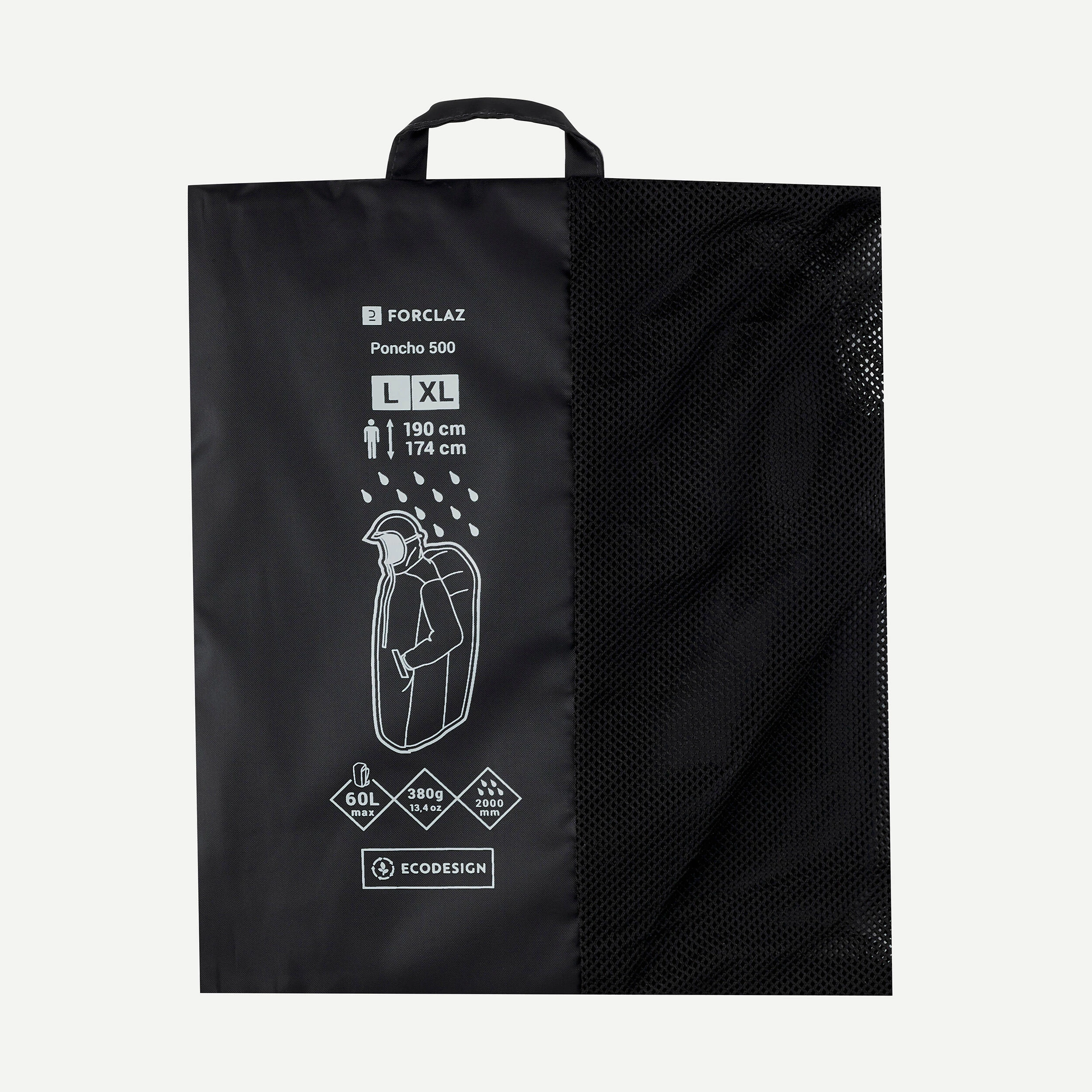 Forclaz Hiking Rain Poncho 60 L - MT 500 Black - Image 6