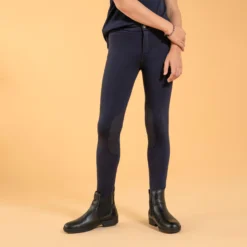 FOUGANZA Kids' Horse Riding Suede Patch Jodhpurs 140 - Navy