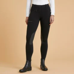 FOUGANZA Women's Horse Riding Patch Jodhpurs - 140 Black