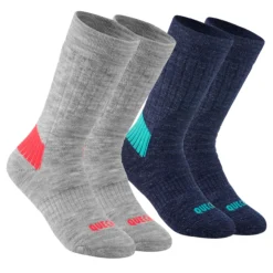 Quechua Kids' Hiking Socks - Warm SH 100 Grey
