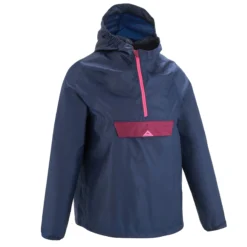 Quechua Kids’ Waterproof Hiking Jacket - MH 100 Navy Blue/Pink