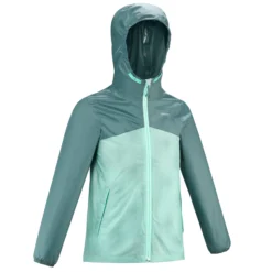Quechua Kids’ Hiking Waterproof Jacket - MH 150 Turquoise