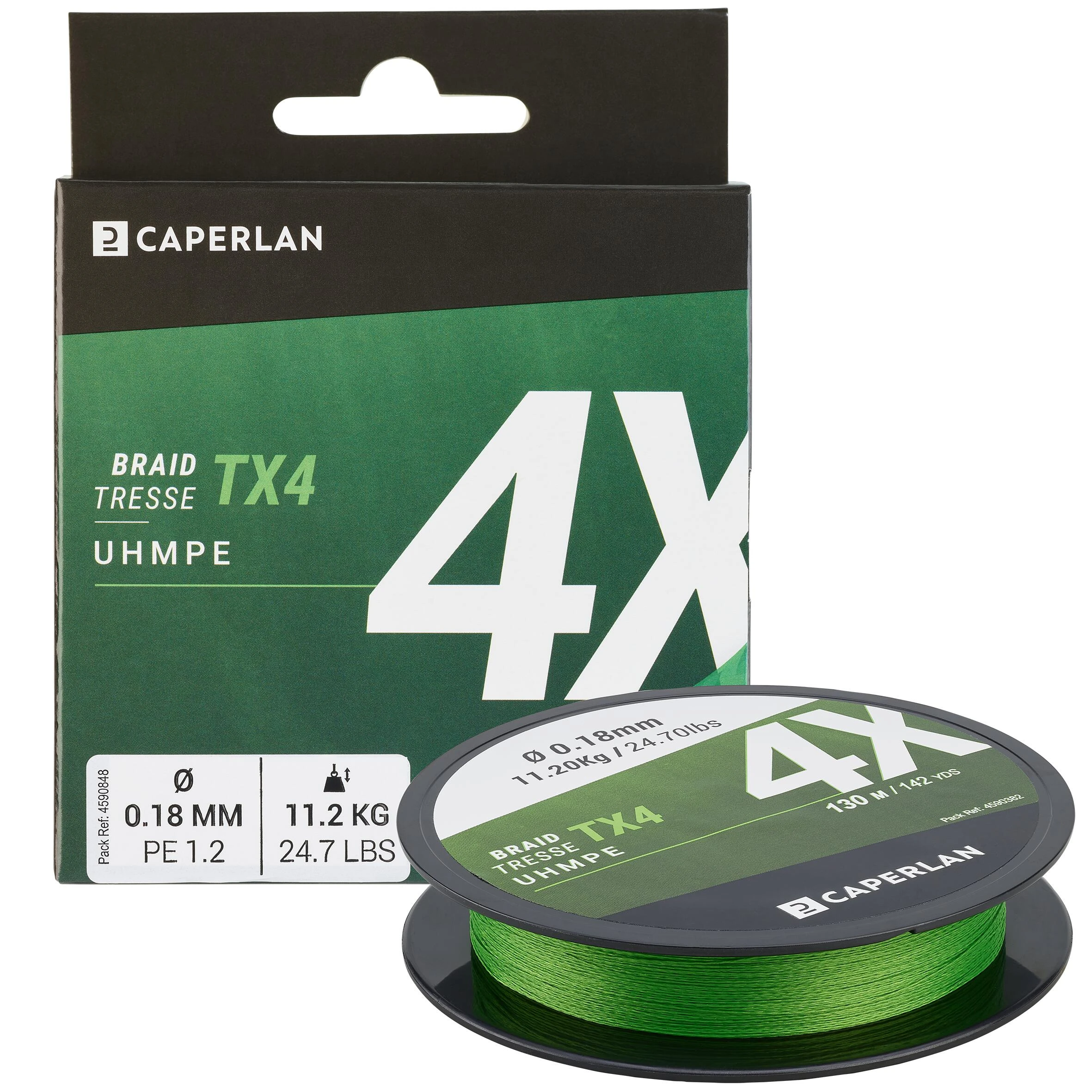 CAPERLAN Lure Fishing Braided Line 142 Yd - TX4 Green