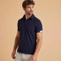 FOUGANZA Men's Horse Riding Polo Shirt – Blue