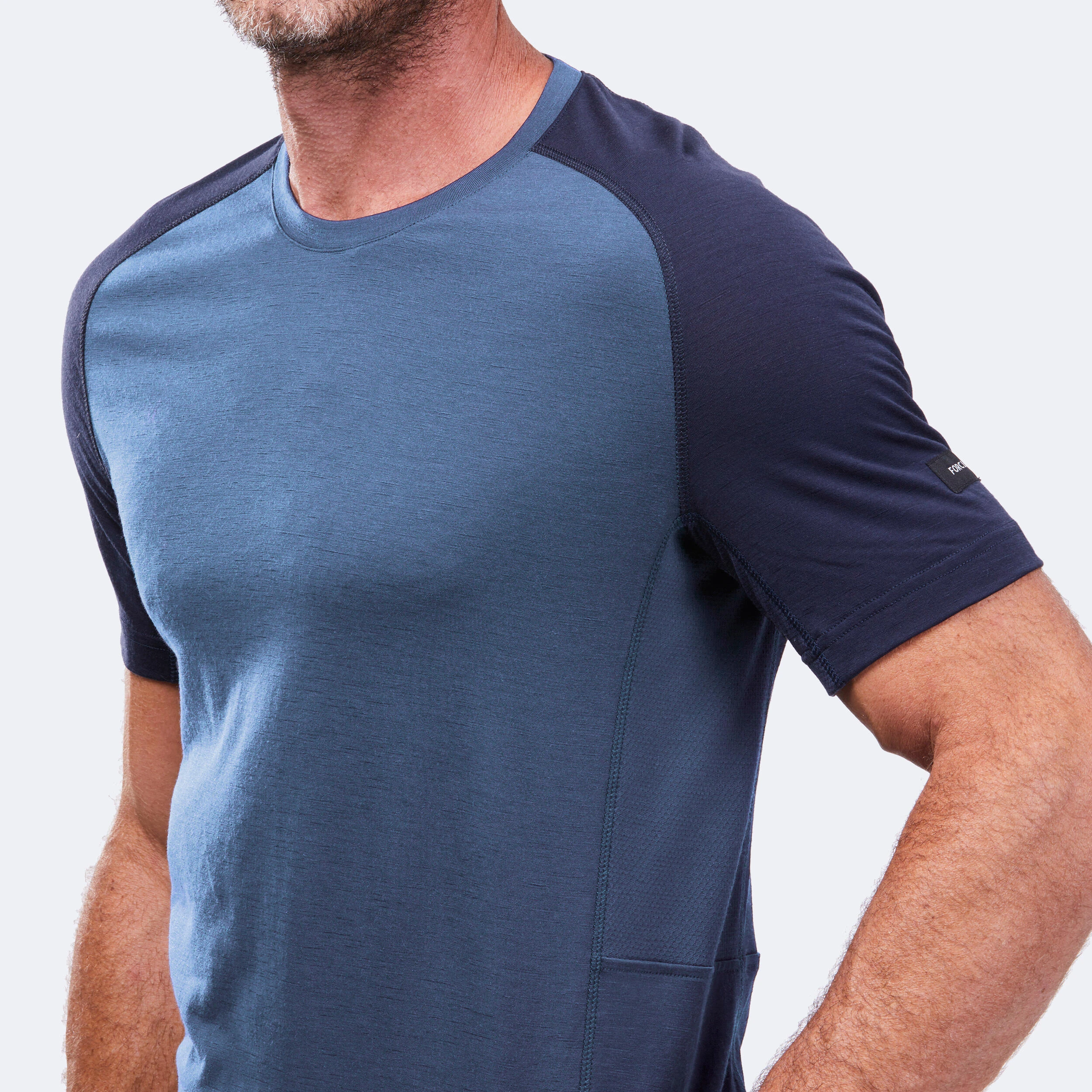 Forclaz Men’s Hiking Merino Wool T-Shirt - MT 500 Blue - Image 5