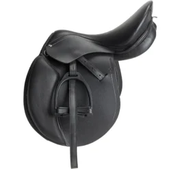 FOUGANZA Schooling 17½" Fully-Fitted Horseback Riding All-Purpose Leather Saddle - Black
