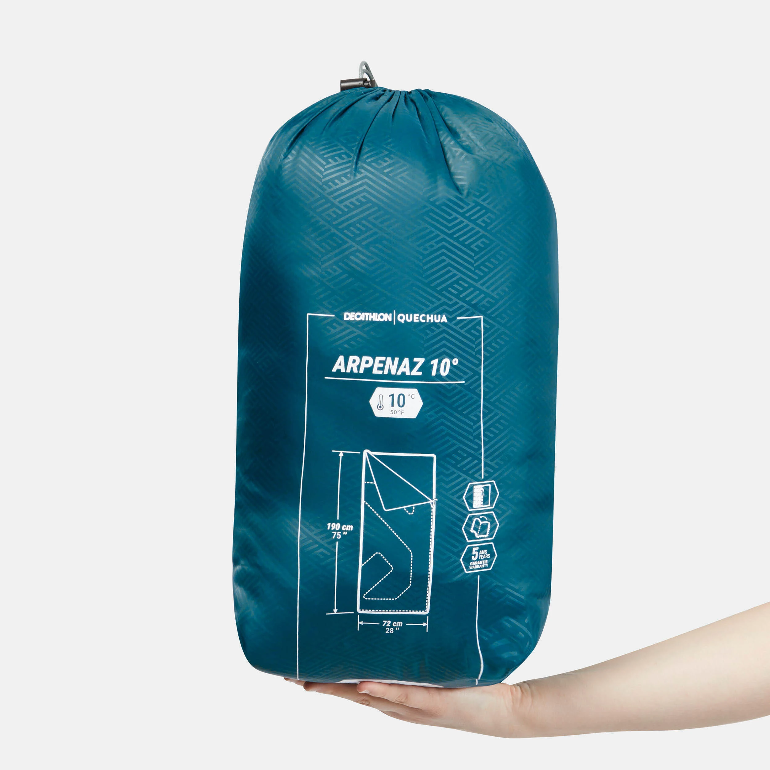 Quechua Sleeping Bag 5°C To 10°C - Arpenaz 10º New Zip Turquoise - Image 3