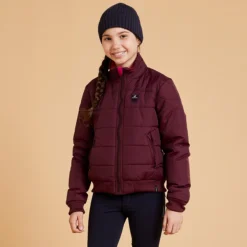 FOUGANZA Kids' Horse Riding Warm Jacket - 500 Burgundy