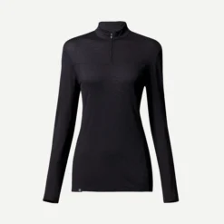 Forclaz Women's Hiking Long-Sleeved Merino T-Shirt – MT 500 Black