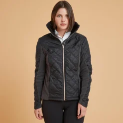 FOUGANZA Women's Bi-Material Horse Riding Fleece - 500 Grey