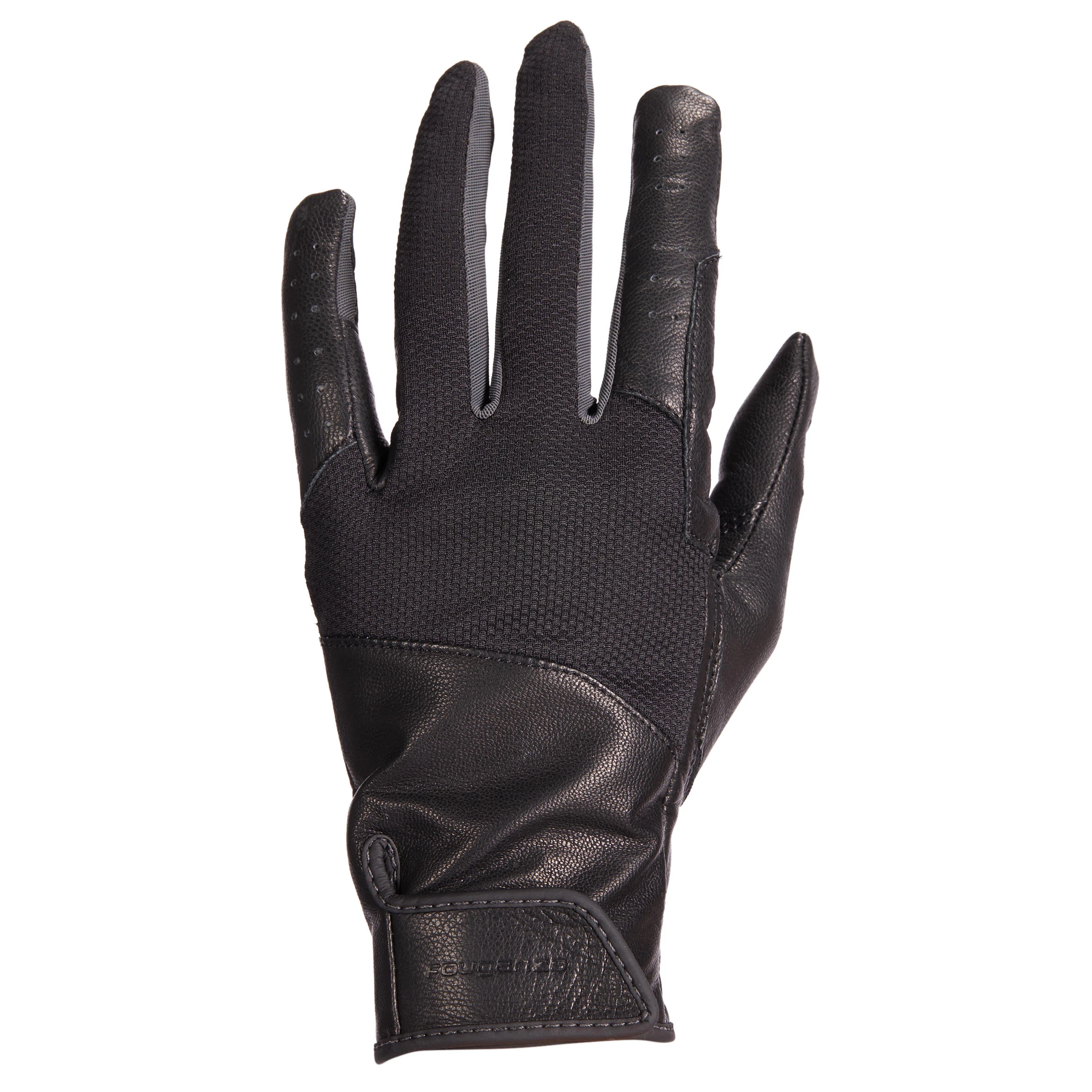 FOUGANZA Women's Horse Riding Leather Gloves 960 - Black