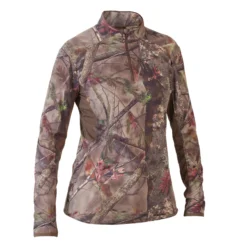 SOLOGNAC Women's Hunting Silent Breathable Long Sleeve T-Shirt 500 - Woodland Camouflage