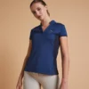 FOUGANZA Women's Horse Riding Short-Sleeved Mesh Polo Shirt 500 - Slate Blue