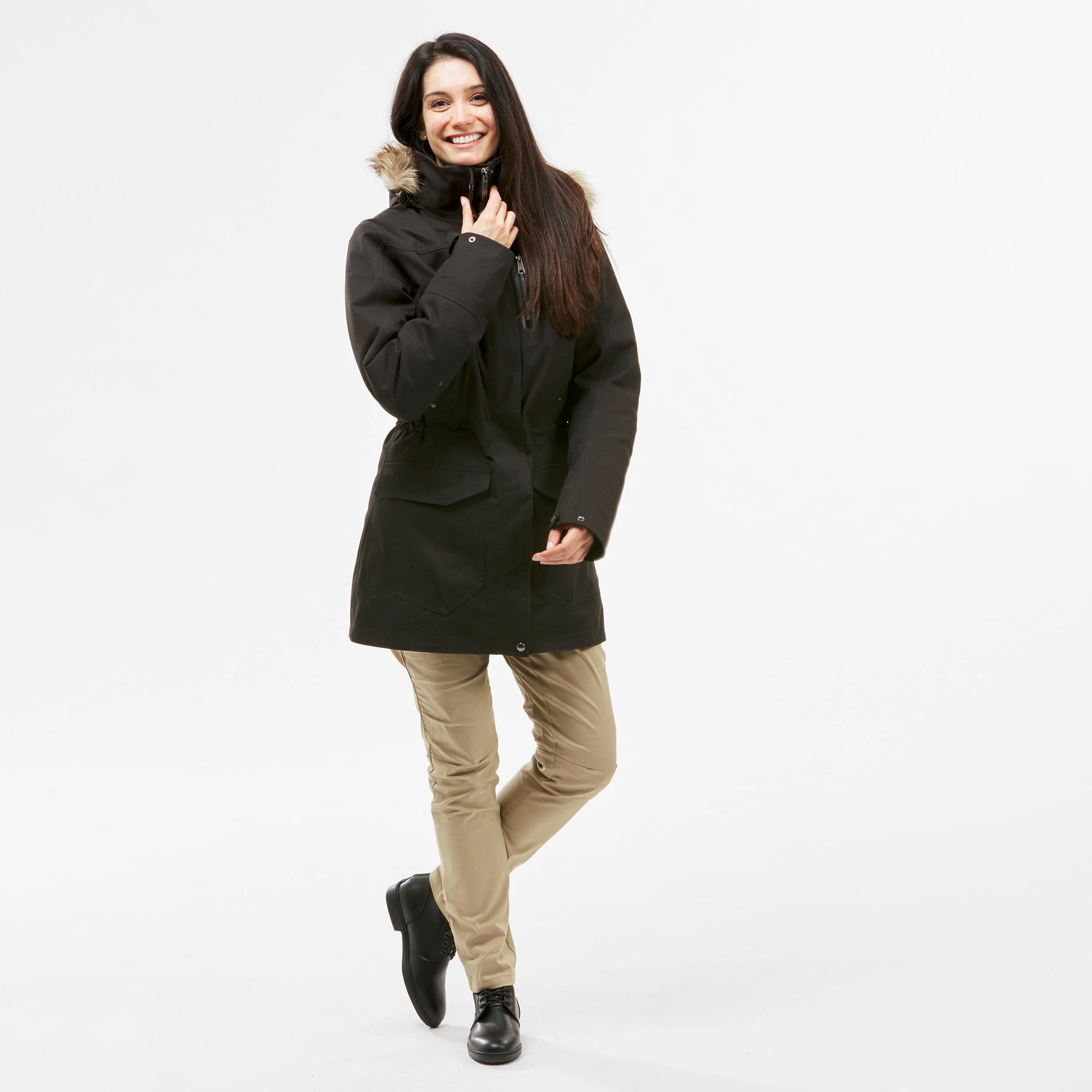 Forclaz Women’s Hiking 3-in-1 Jacket – Travel 700 Black - Image 13