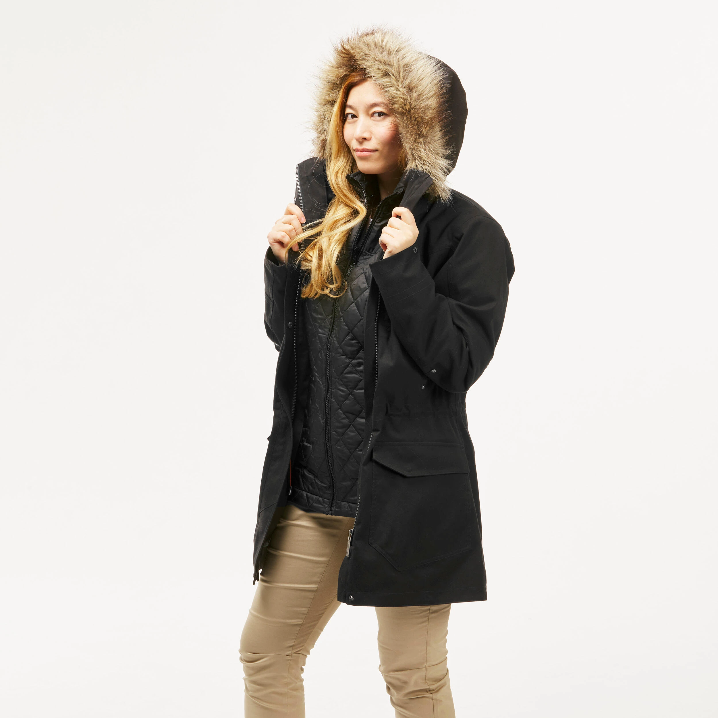 Forclaz Women’s Hiking 3-in-1 Jacket – Travel 700 Black - Image 5